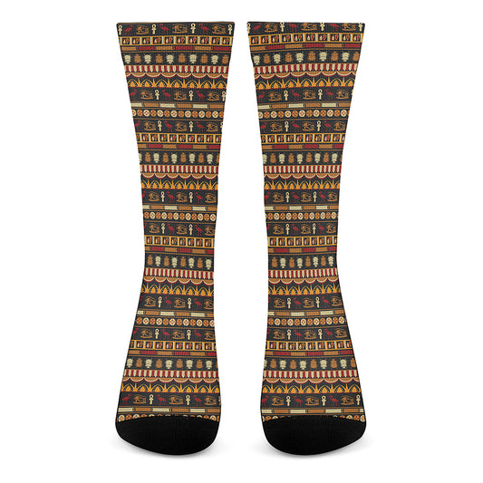 Ornament Egyptian Pattern Print Crew Socks