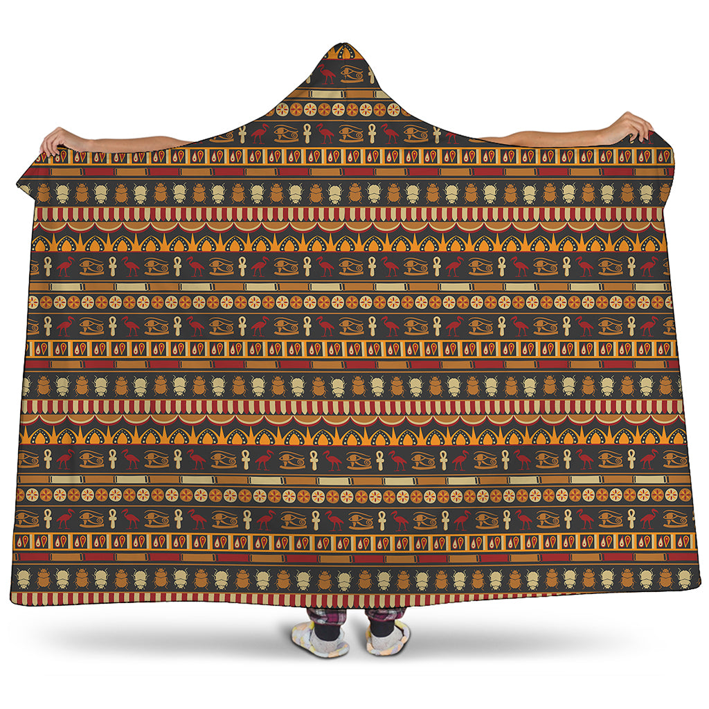 Ornament Egyptian Pattern Print Hooded Blanket