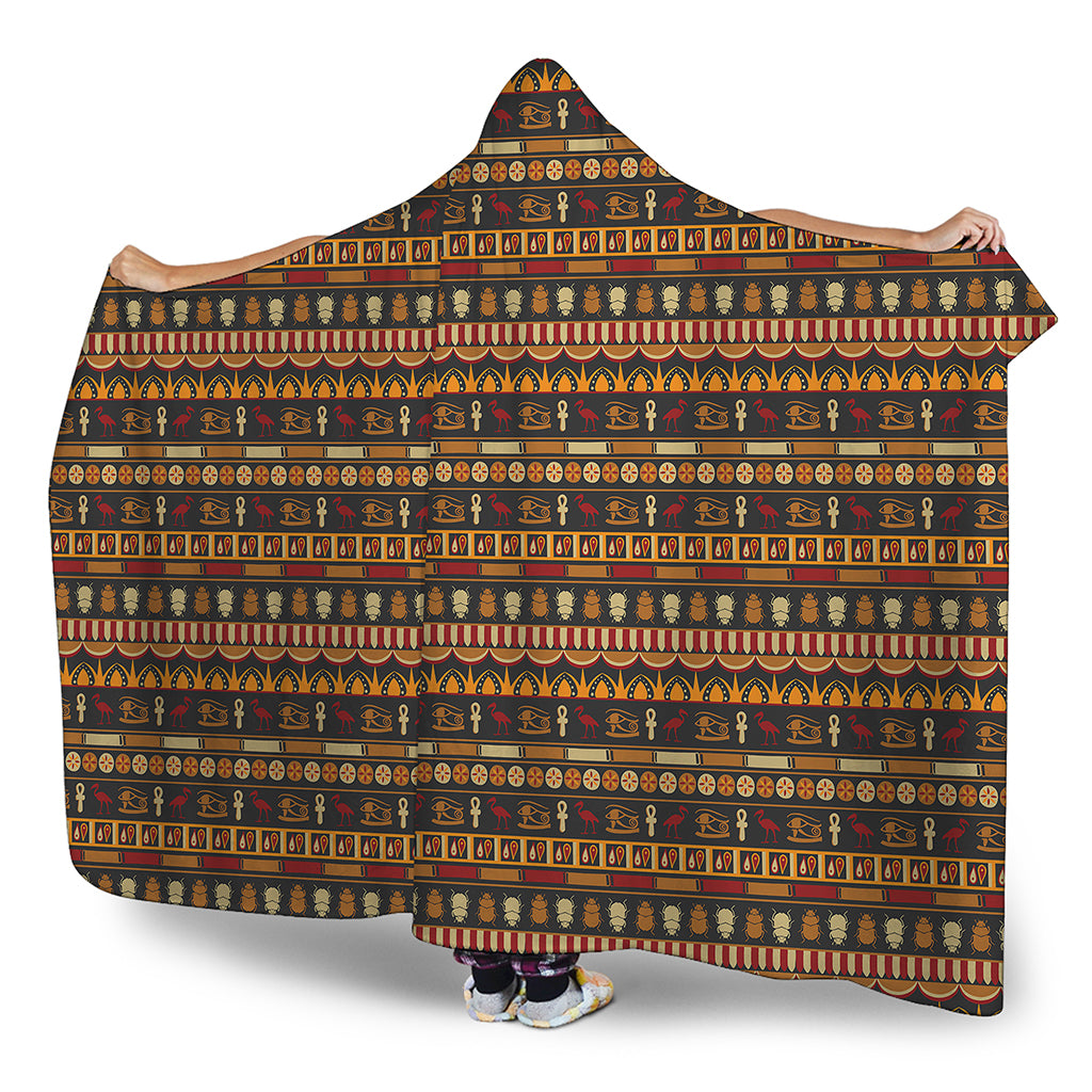Ornament Egyptian Pattern Print Hooded Blanket