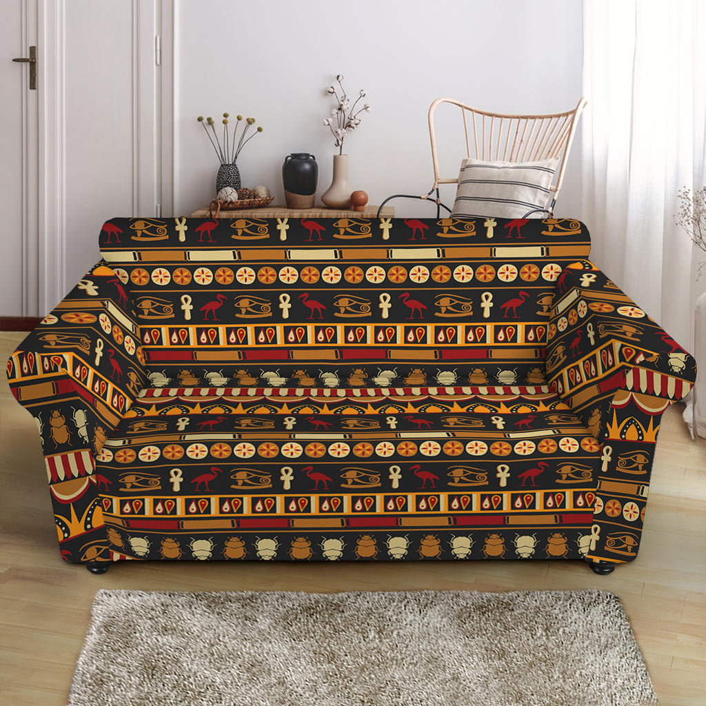 Ornament Egyptian Pattern Print Loveseat Slipcover