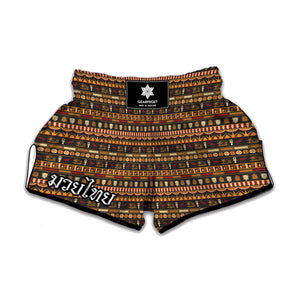 Ornament Egyptian Pattern Print Muay Thai Boxing Shorts