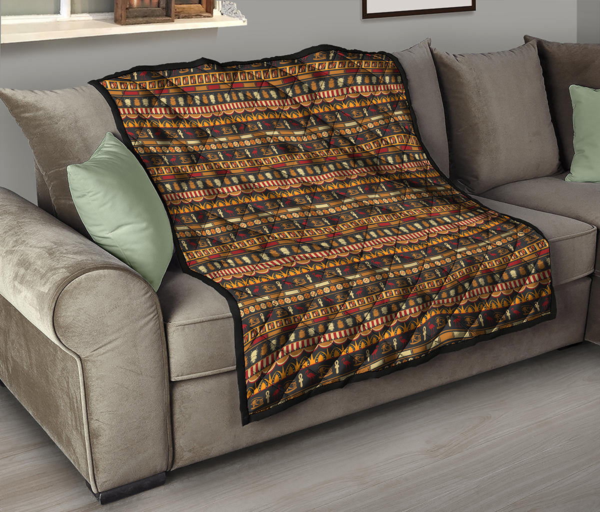Ornament Egyptian Pattern Print Quilt