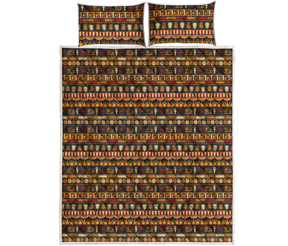 Ornament Egyptian Pattern Print Quilt Bed Set