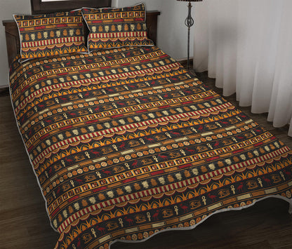 Ornament Egyptian Pattern Print Quilt Bed Set