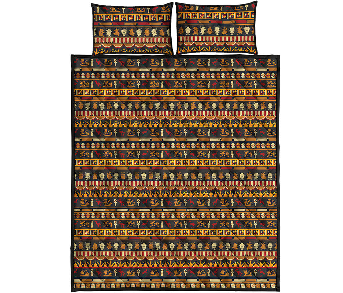 Ornament Egyptian Pattern Print Quilt Bed Set