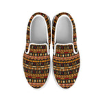 Ornament Egyptian Pattern Print White Slip On Shoes