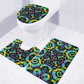 Ornament Psychedelic Trippy Print 3 Piece Bath Mat Set