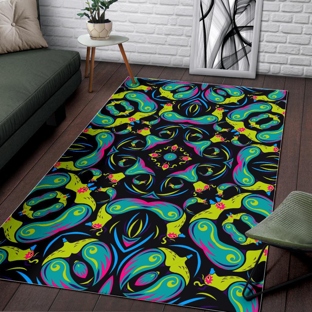 Ornament Psychedelic Trippy Print Area Rug GearFrost