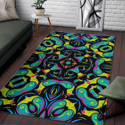 Ornament Psychedelic Trippy Print Area Rug GearFrost