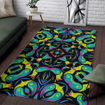 Ornament Psychedelic Trippy Print Area Rug GearFrost