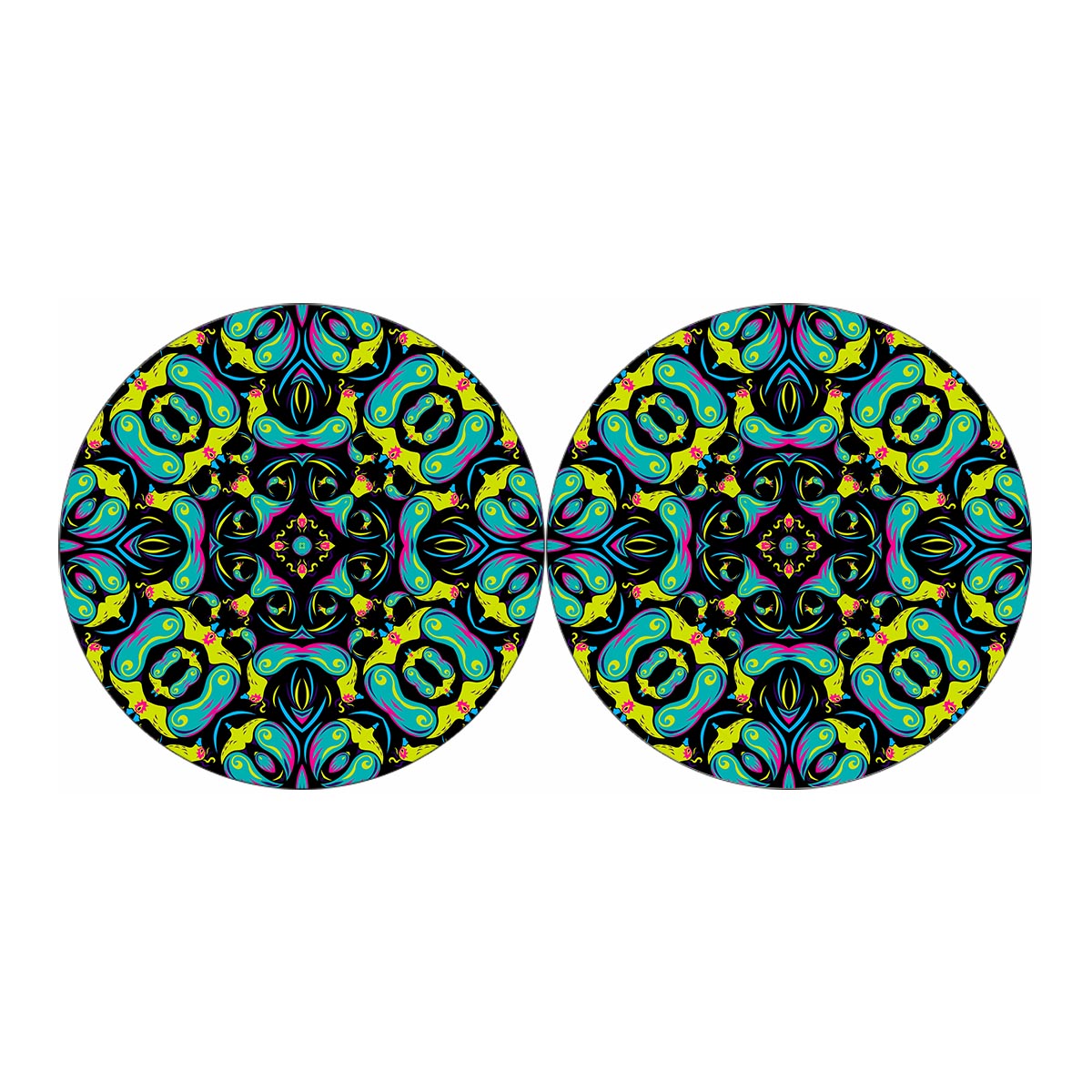 Ornament Psychedelic Trippy Print Car Coasters