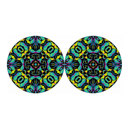 Ornament Psychedelic Trippy Print Car Coasters