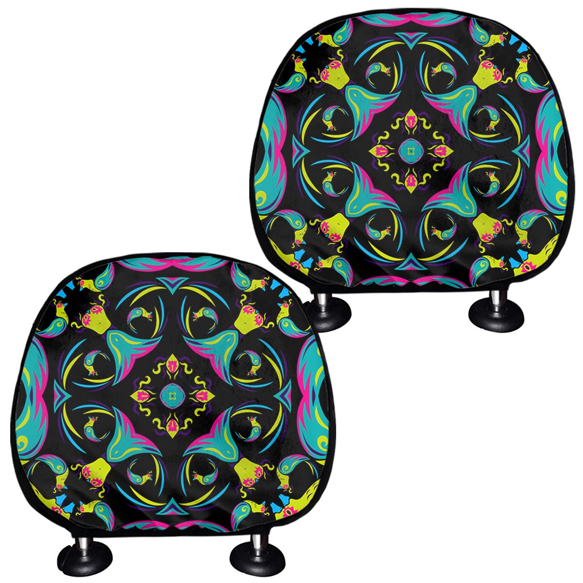 Ornament Psychedelic Trippy Print Car Headrest Covers