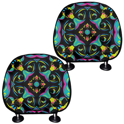 Ornament Psychedelic Trippy Print Car Headrest Covers
