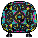 Ornament Psychedelic Trippy Print Car Headrest Covers