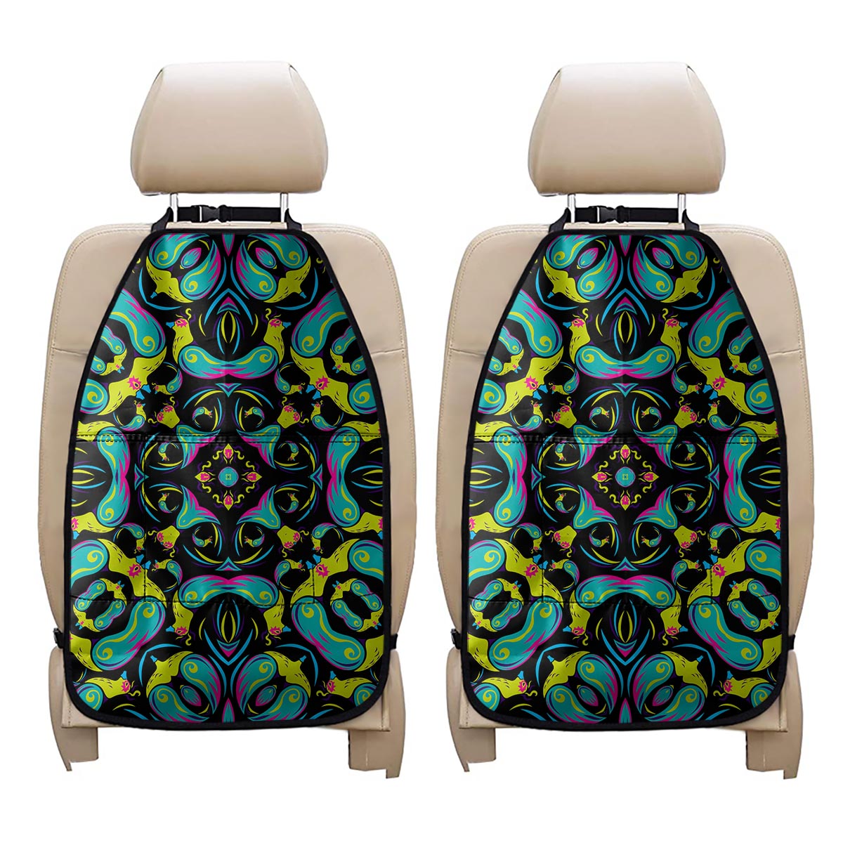 Ornament Psychedelic Trippy Print Car Seat Organizers