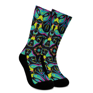 Ornament Psychedelic Trippy Print Crew Socks