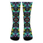 Ornament Psychedelic Trippy Print Crew Socks