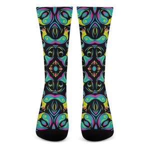 Ornament Psychedelic Trippy Print Crew Socks