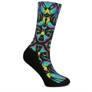 Ornament Psychedelic Trippy Print Crew Socks