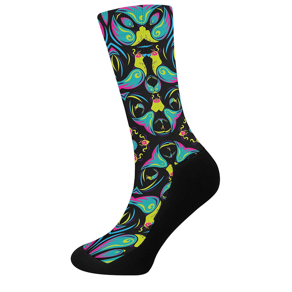 Ornament Psychedelic Trippy Print Crew Socks