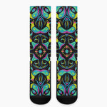 Ornament Psychedelic Trippy Print Crew Socks