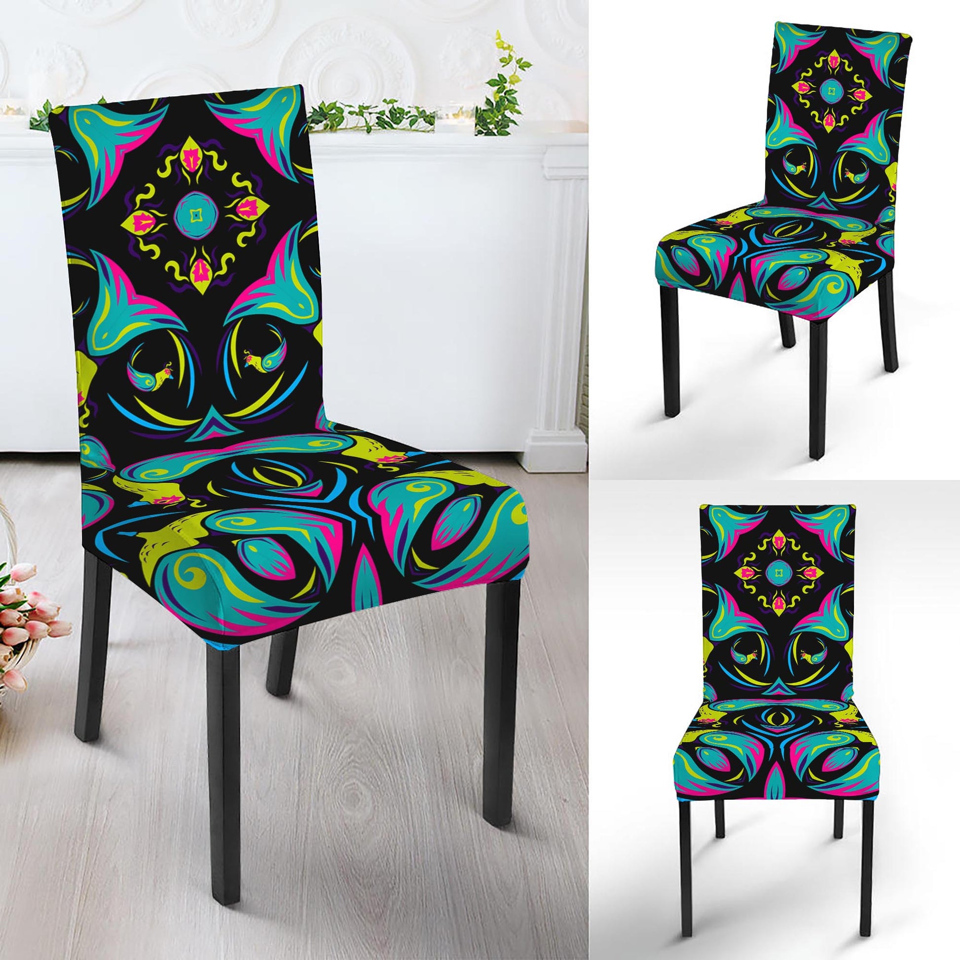 Ornament Psychedelic Trippy Print Dining Chair Slipcover