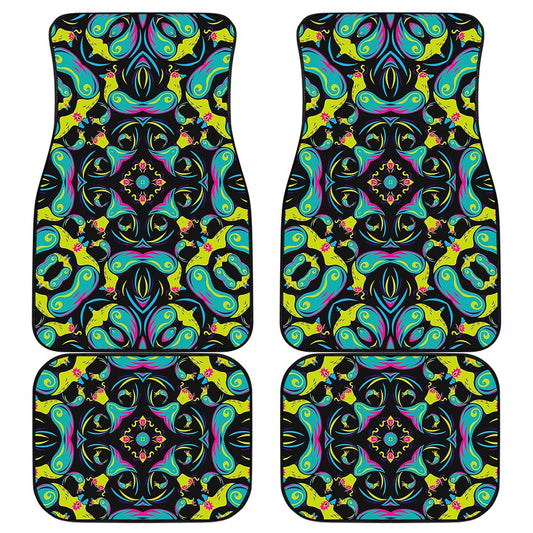 Ornament Psychedelic Trippy Print Front and Back Car Floor Mats