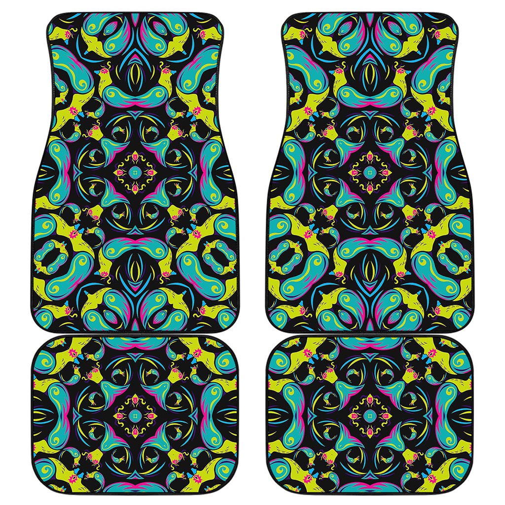 Ornament Psychedelic Trippy Print Front and Back Car Floor Mats