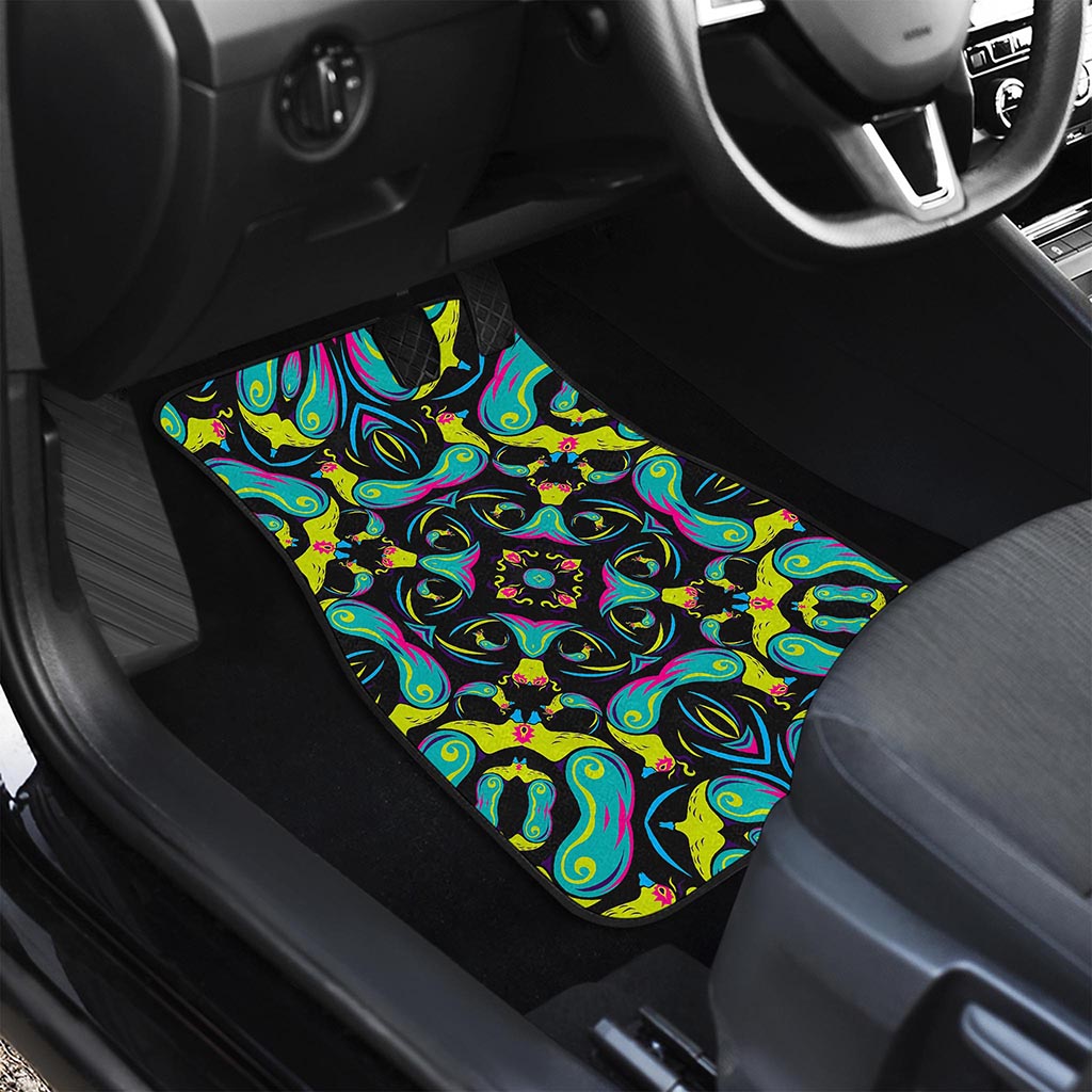 Ornament Psychedelic Trippy Print Front and Back Car Floor Mats