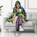 Ornament Psychedelic Trippy Print Hooded Blanket