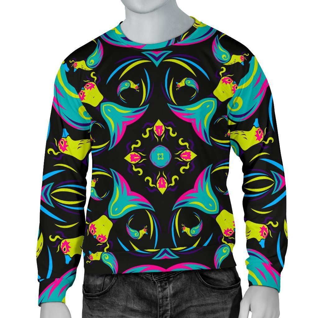 Ornament Psychedelic Trippy Print Men's Crewneck Sweatshirt GearFrost