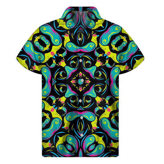 Ornament Psychedelic Trippy Print Men's Short Sleeve Shirt