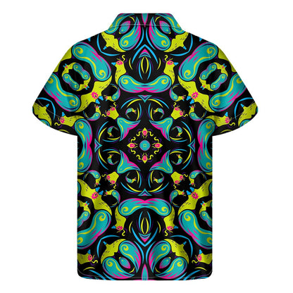 Ornament Psychedelic Trippy Print Men's Short Sleeve Shirt