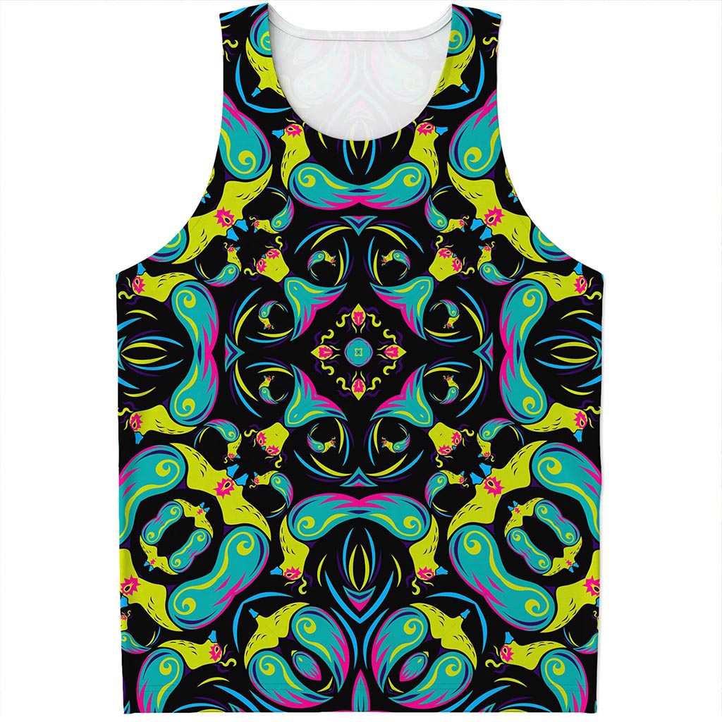 Ornament Psychedelic Trippy Print Men's Tank Top