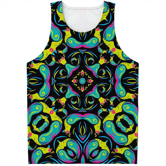 Ornament Psychedelic Trippy Print Men's Tank Top
