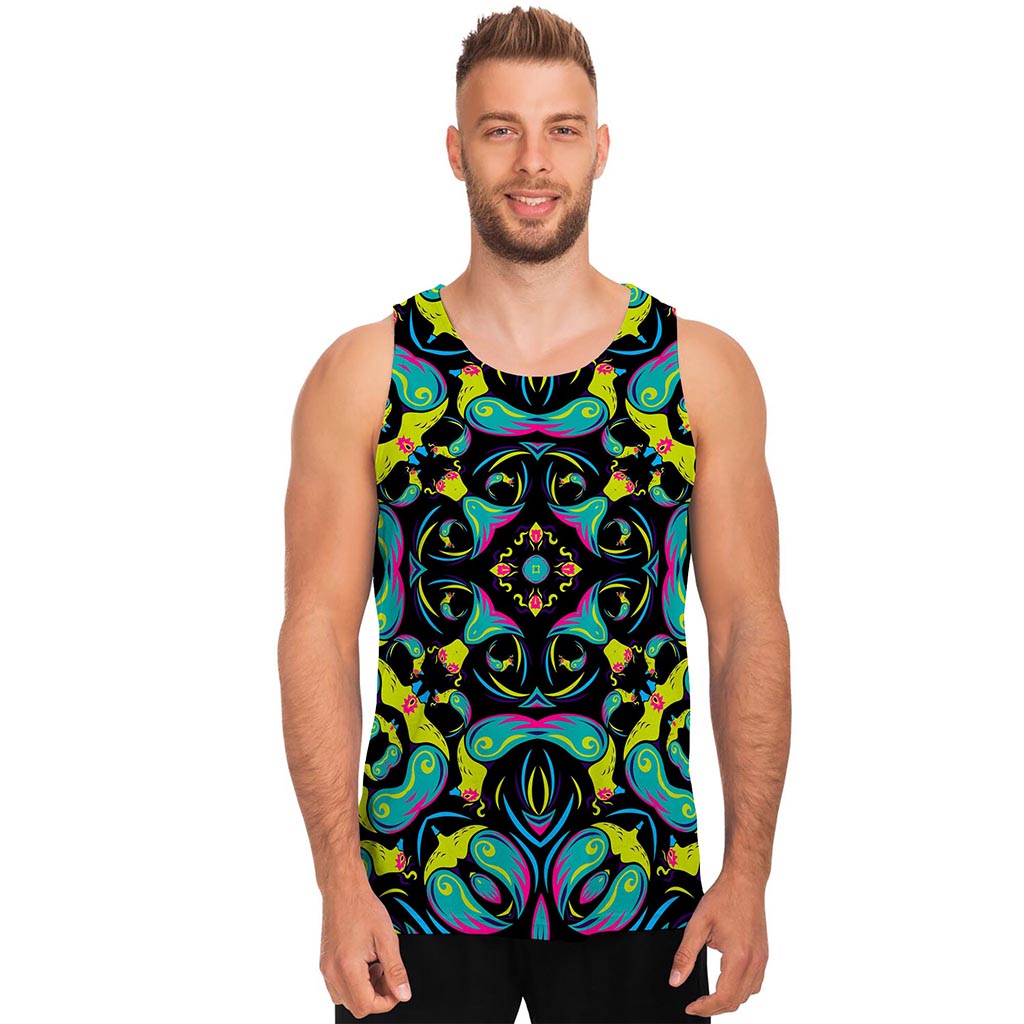 Ornament Psychedelic Trippy Print Men's Tank Top