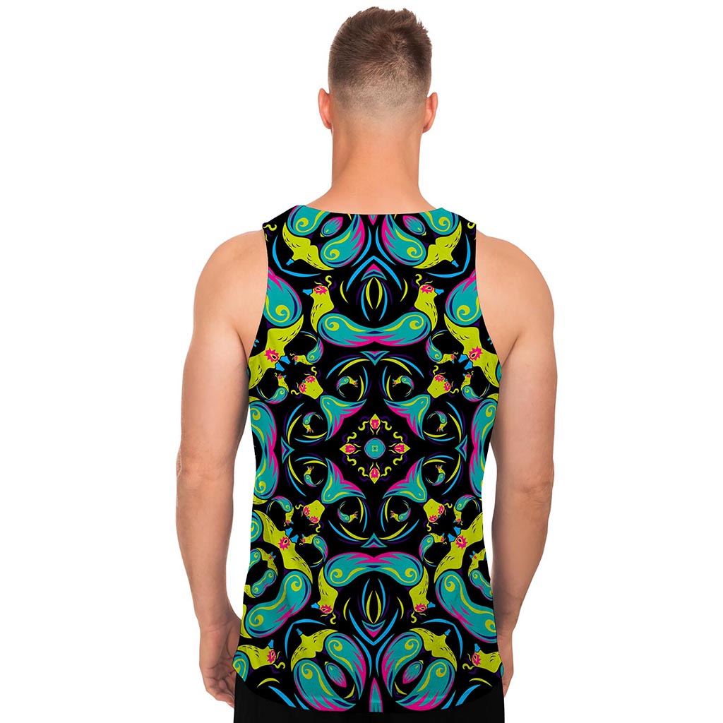 Ornament Psychedelic Trippy Print Men's Tank Top