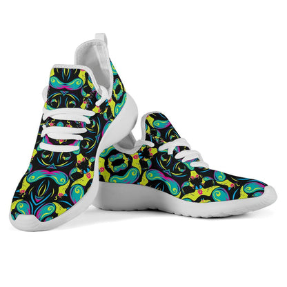 Ornament Psychedelic Trippy Print Mesh Knit Shoes GearFrost
