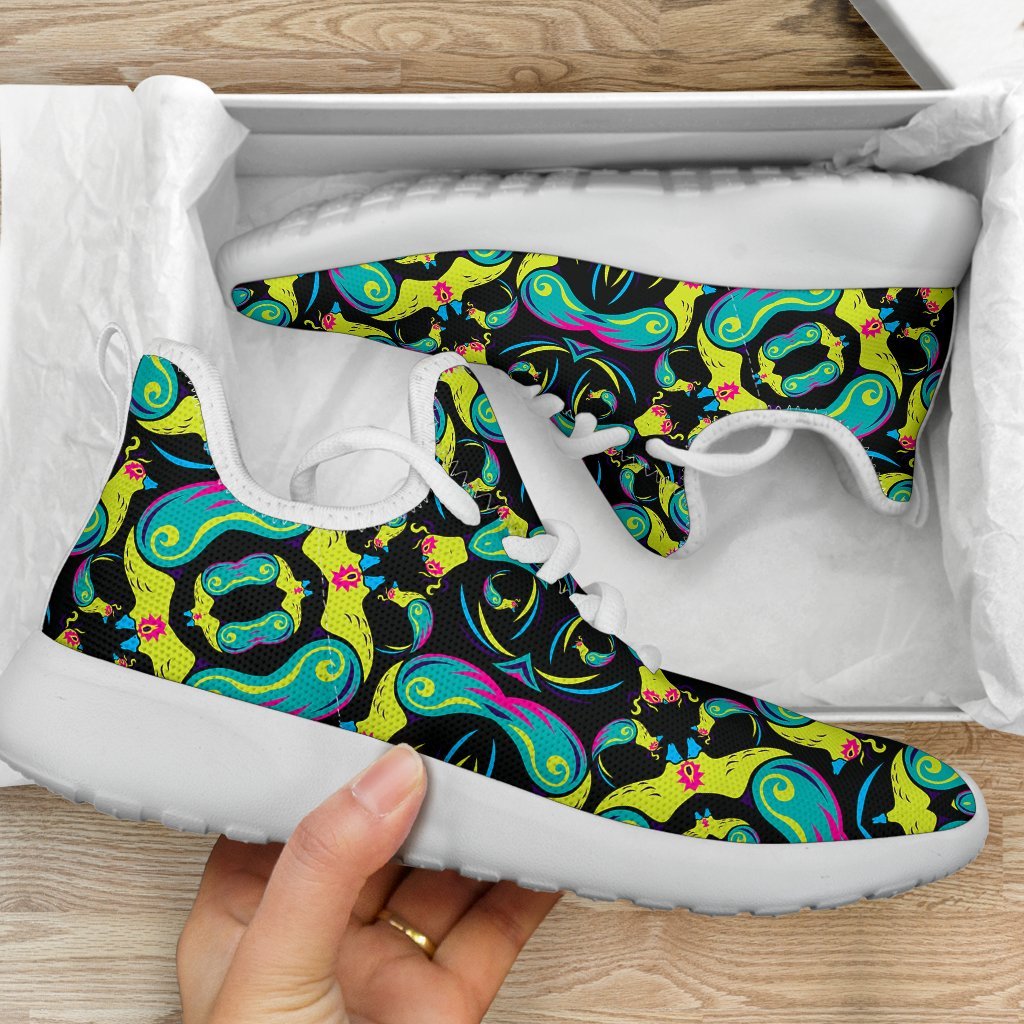 Ornament Psychedelic Trippy Print Mesh Knit Shoes GearFrost