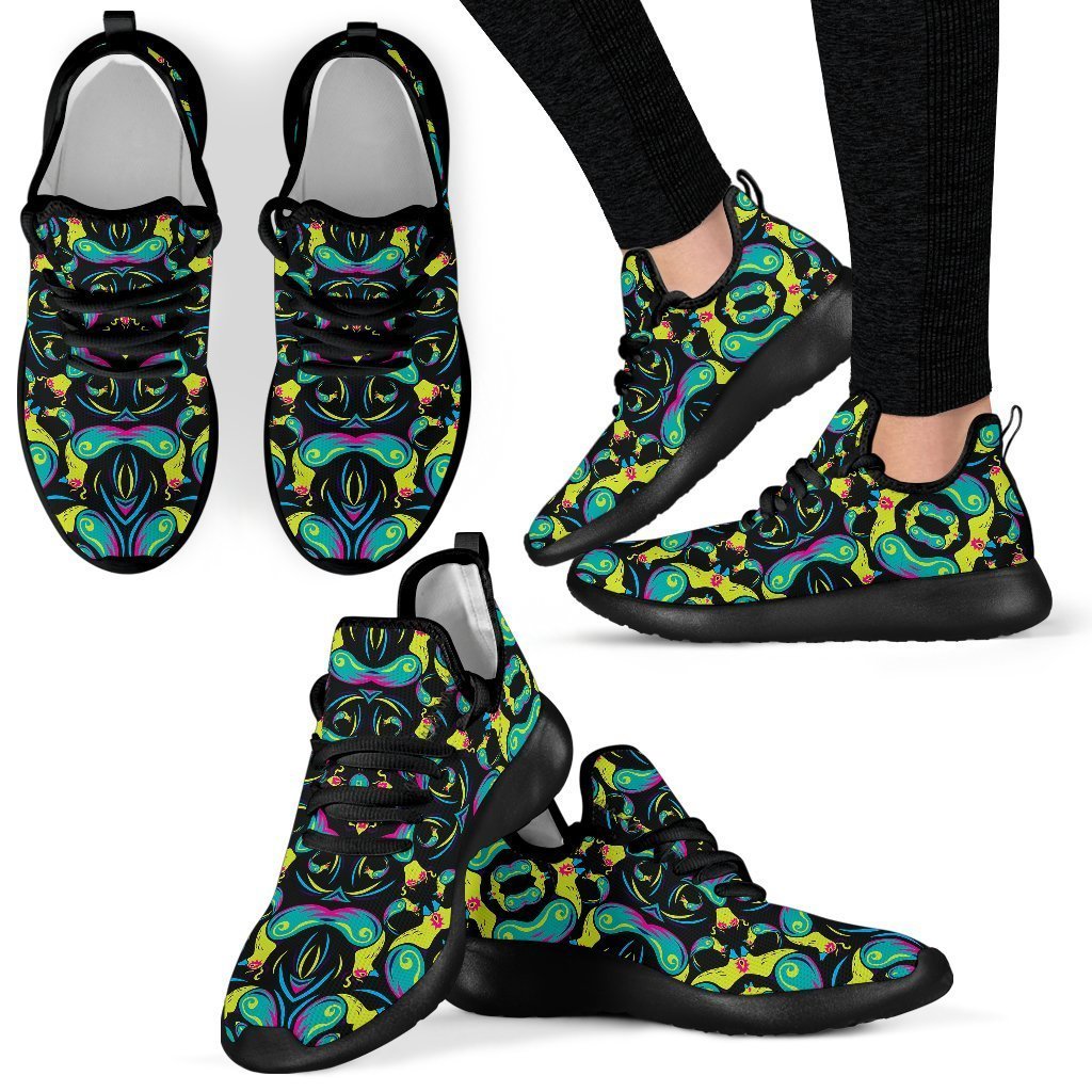 Ornament Psychedelic Trippy Print Mesh Knit Shoes GearFrost