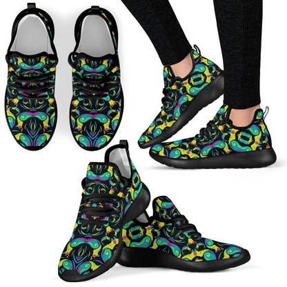 Ornament Psychedelic Trippy Print Mesh Knit Shoes GearFrost