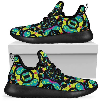 Ornament Psychedelic Trippy Print Mesh Knit Shoes GearFrost