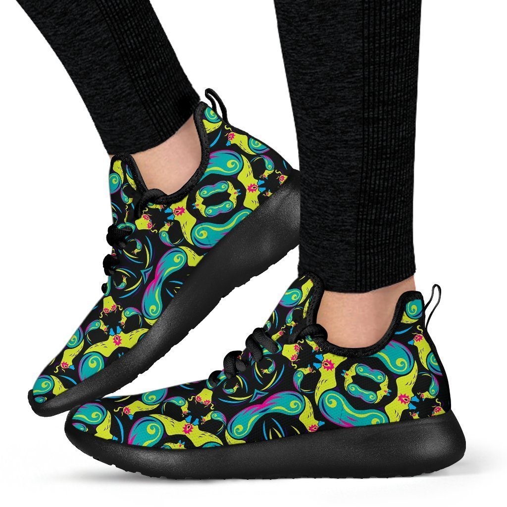 Ornament Psychedelic Trippy Print Mesh Knit Shoes GearFrost