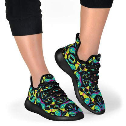 Ornament Psychedelic Trippy Print Mesh Knit Shoes GearFrost