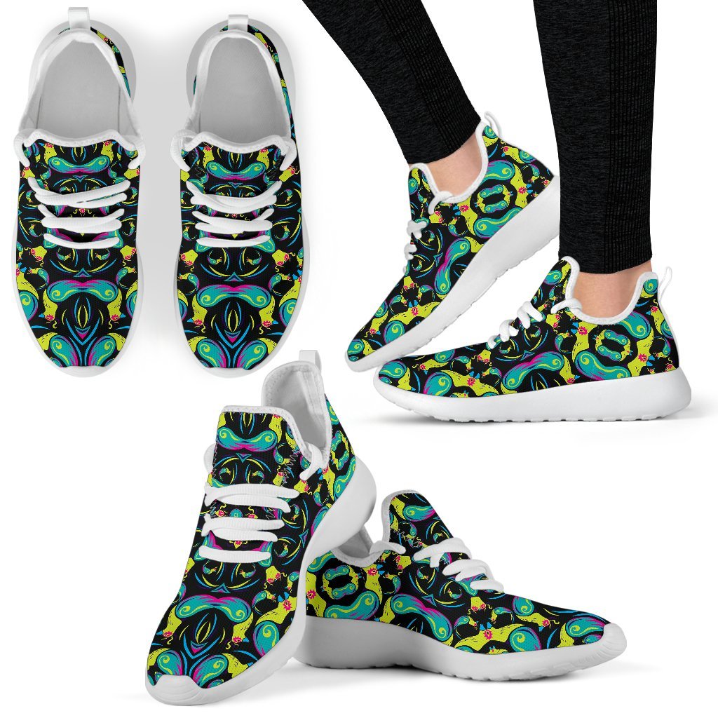 Ornament Psychedelic Trippy Print Mesh Knit Shoes GearFrost