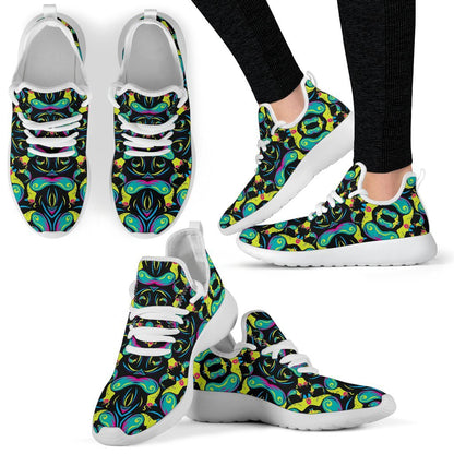 Ornament Psychedelic Trippy Print Mesh Knit Shoes GearFrost