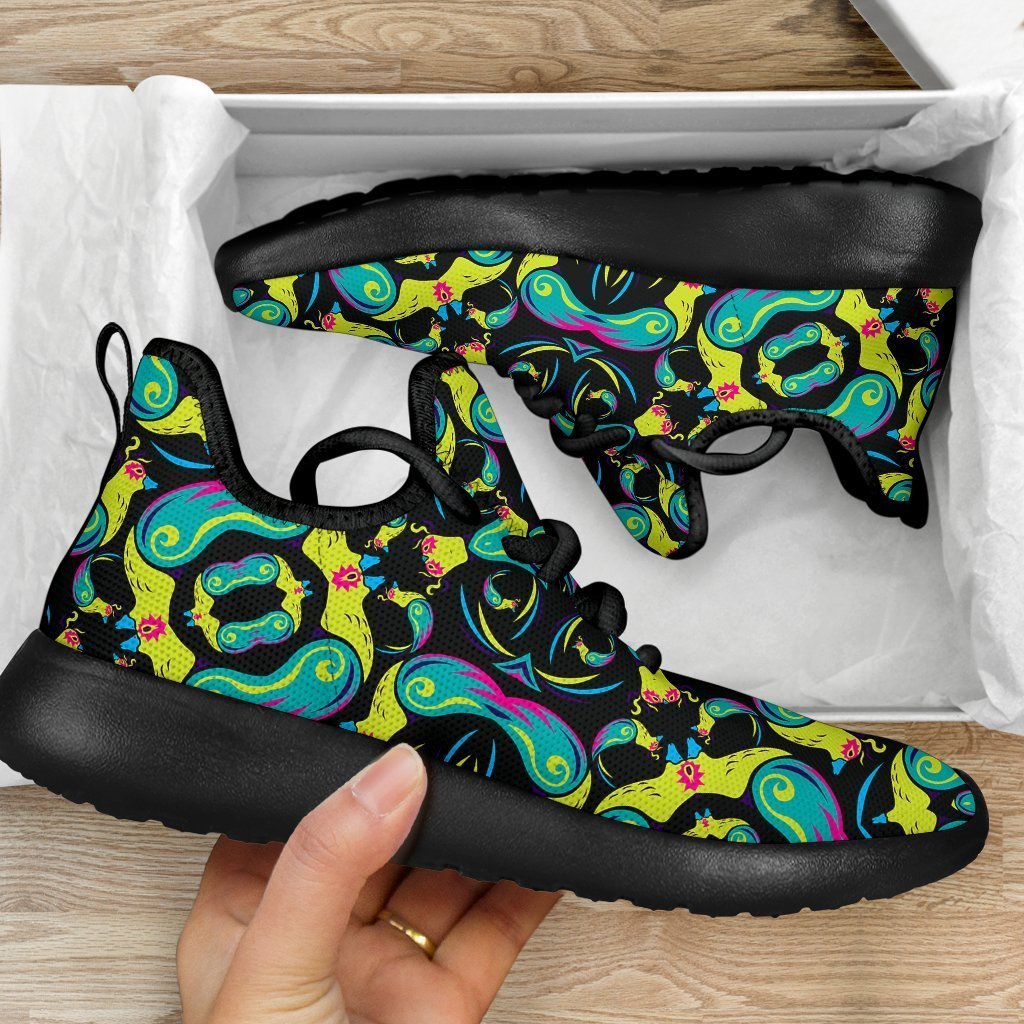 Ornament Psychedelic Trippy Print Mesh Knit Shoes GearFrost