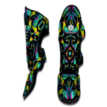Ornament Psychedelic Trippy Print Muay Thai Shin Guard