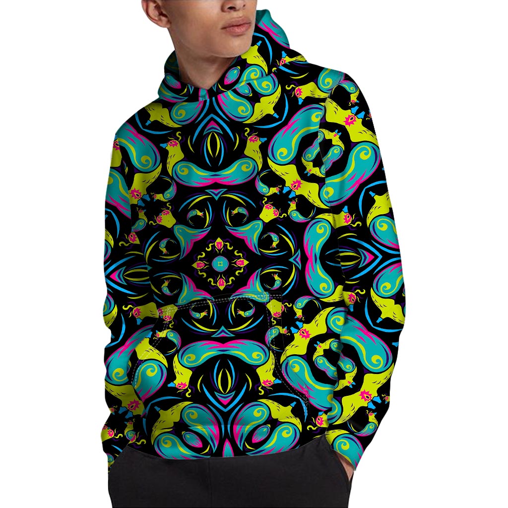 Ornament Psychedelic Trippy Print Pullover Hoodie